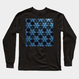 Blue and black abstract ornament pattern boho style Long Sleeve T-Shirt